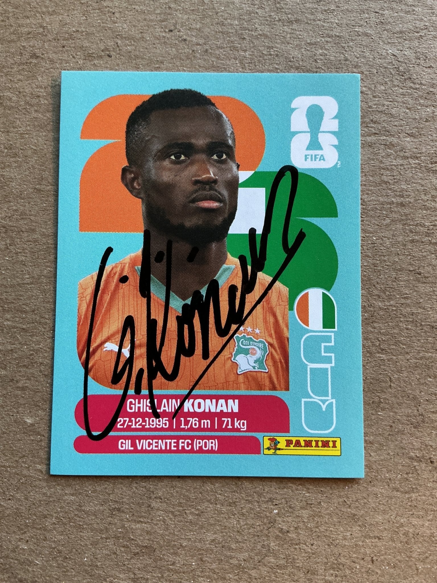 Ghislain Konan, Ivory Coast 🇨🇮 FIFA World Cup 2026 Panini hand signed - Autographs-World
