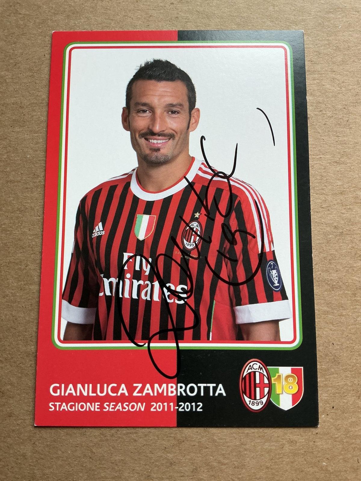 Gianluca Zambrotta, Italy 🇮🇹 AC Milan 2011/12 hand signed - Autographs-World
