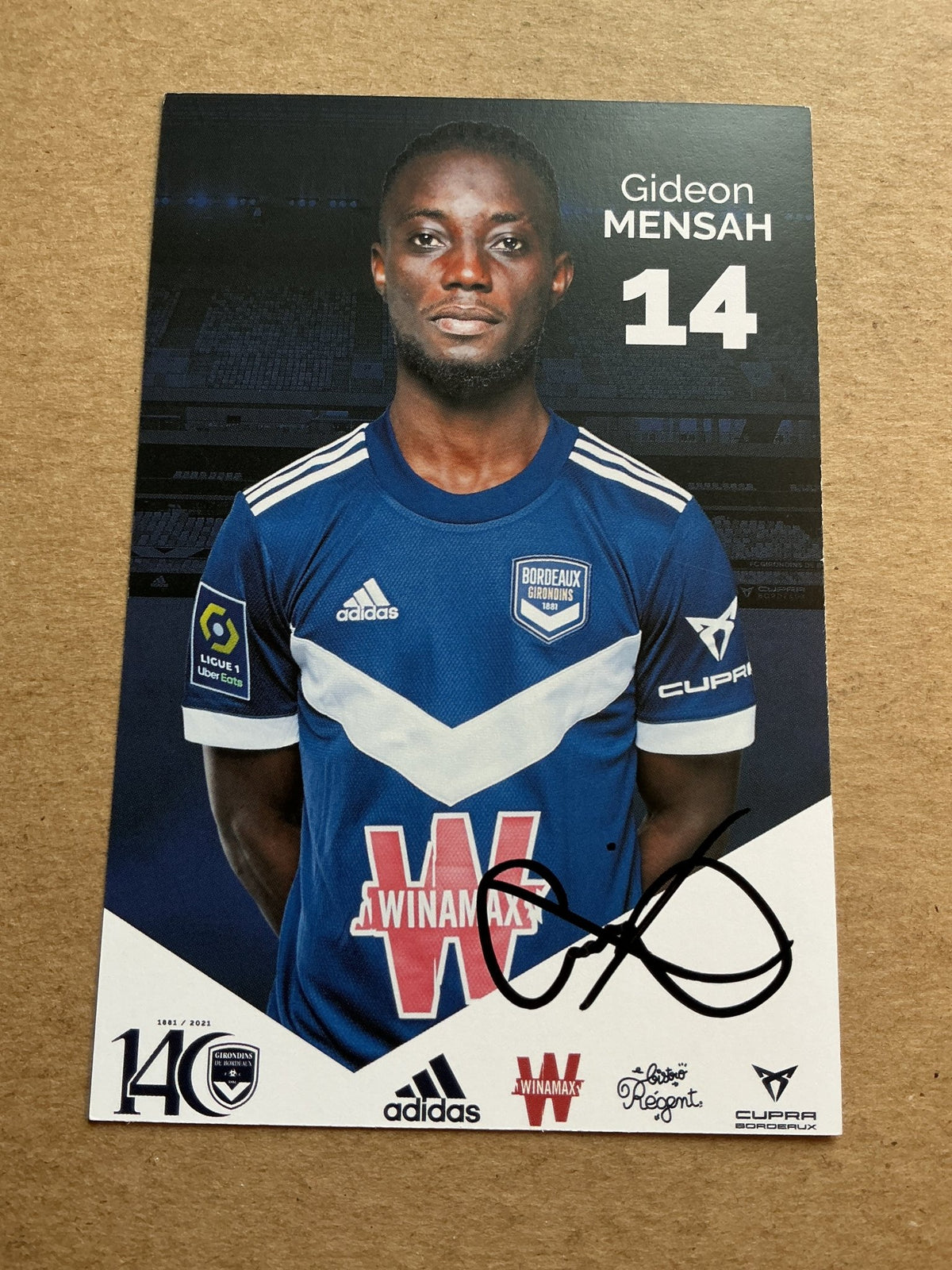 Gideon Mensah, Ghana 🇬🇭 Girondins Bordeaux 2021/22 hand signed - Autographs-World