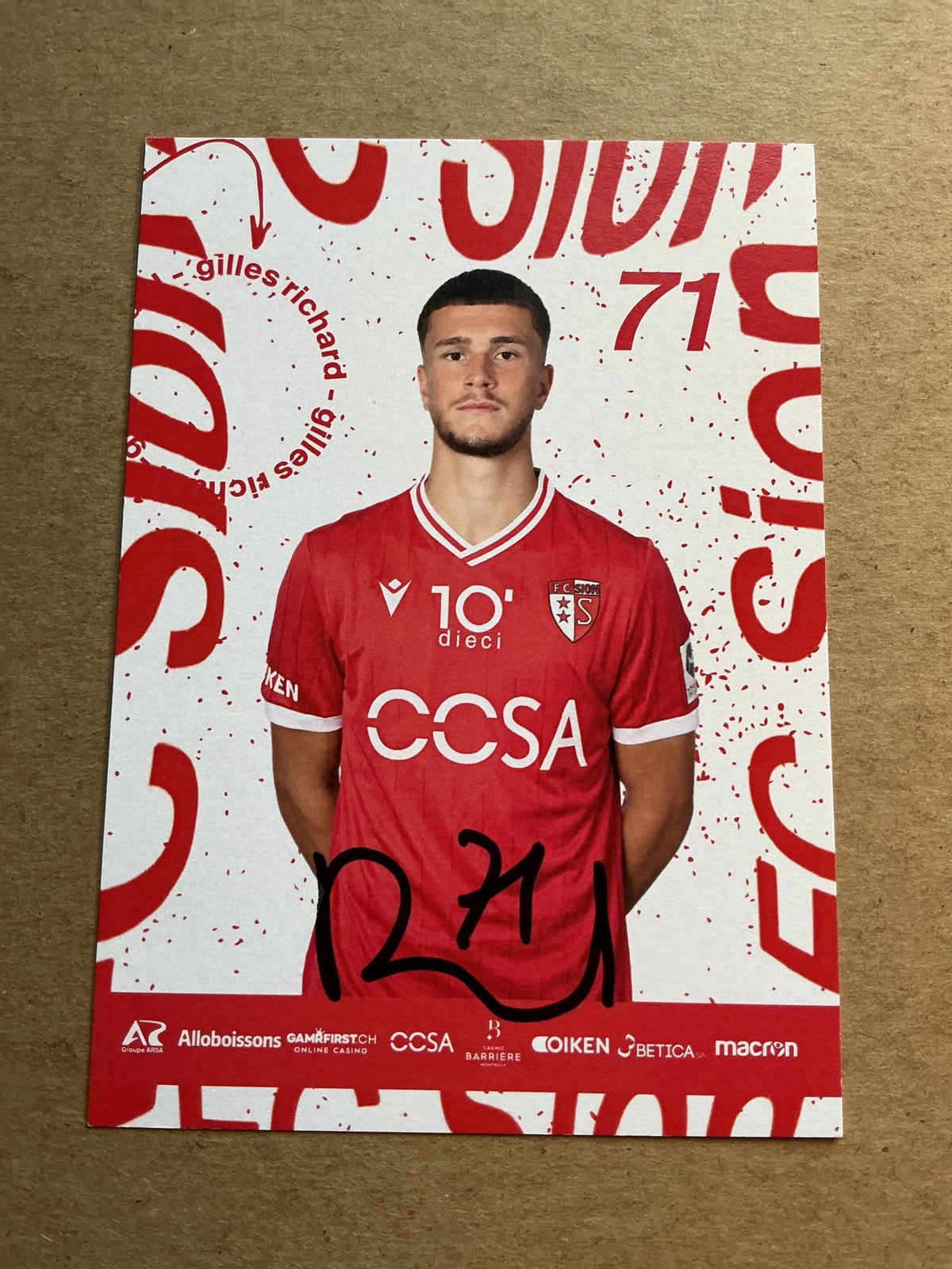 Gilles Richard, Switzerland 🇨🇭 FC Sion 2023/24 hand signed - Autographs-World