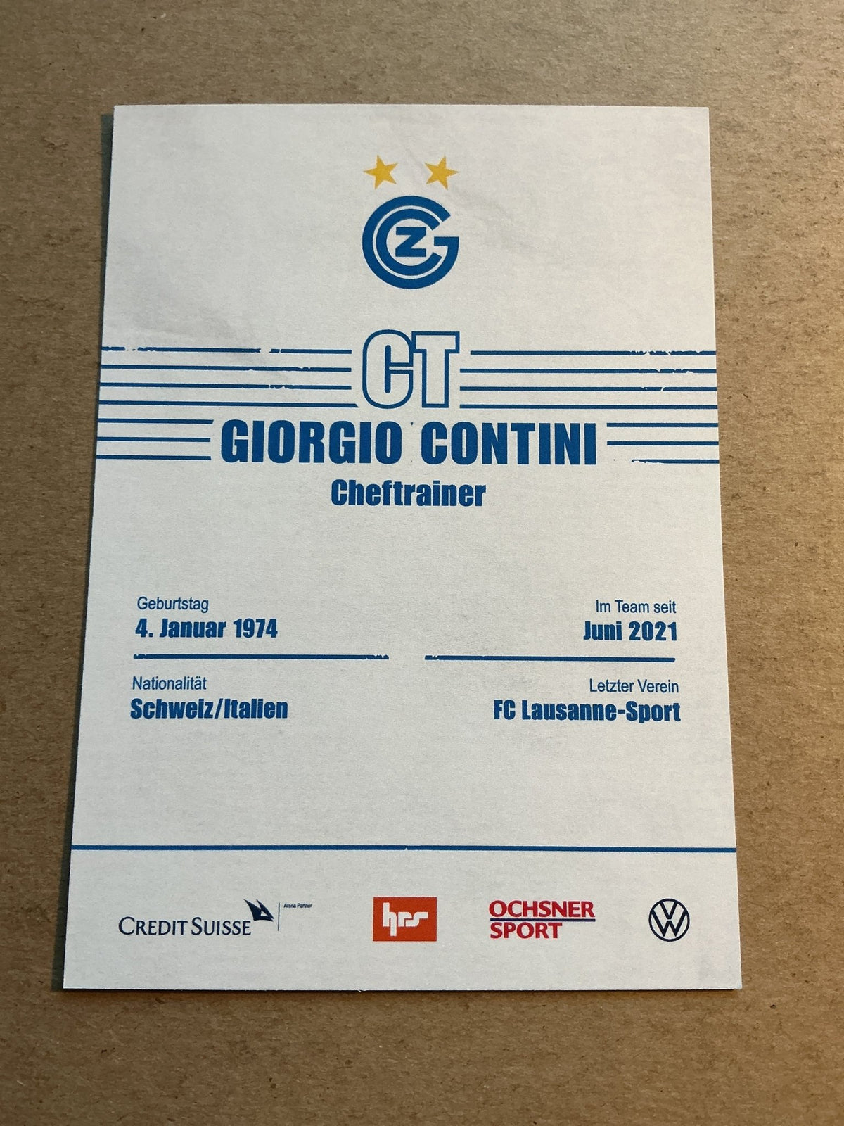 Giorgio Contini, Italy 🇮🇹 Grasshopper Club Zürich 2021/22 hand signed - Autographs-World