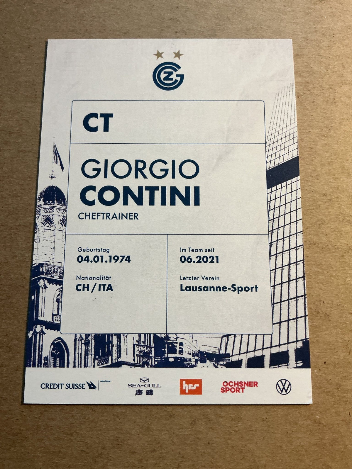 Giorgio Contini, Switzerland 🇨🇭Grasshopper Zürich 2022/23 hand signed - Autographs-World