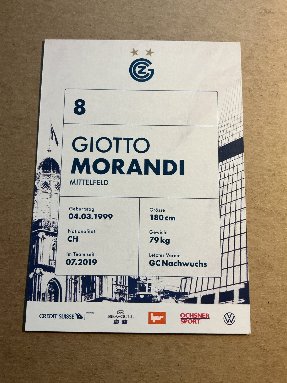 Giotto Morandi, Switzerland 🇨🇭 Grasshopper Zürich 2022/23 hand signed - Autographs-World