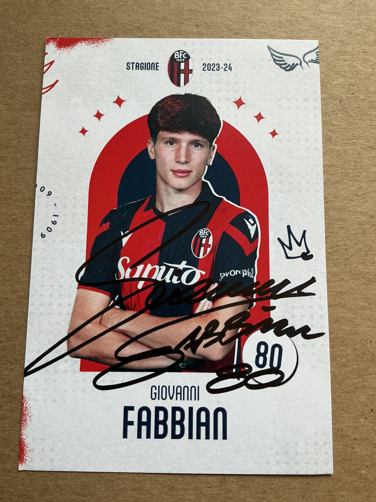 Giovanni Fabbian, Italy 🇮🇹 Bologna FC 1909 2023/24 hand signed - Autographs-World