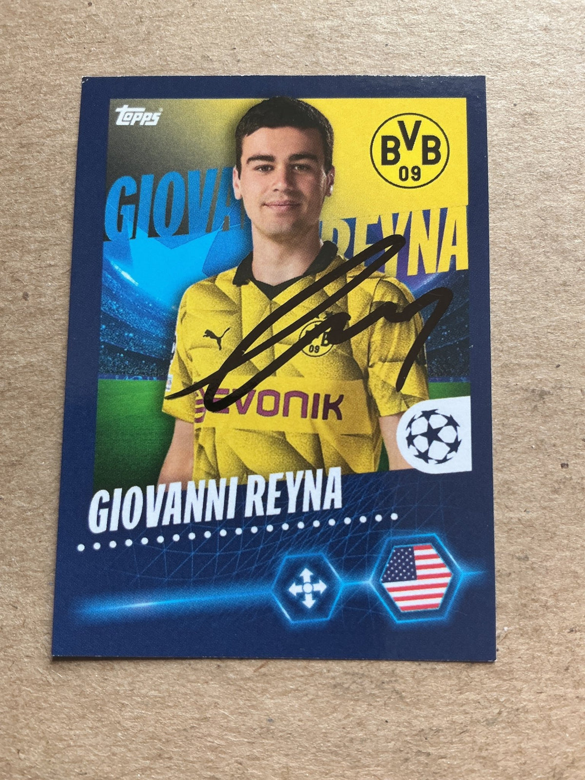 Giovanni Reyna, USA 🇺🇸 Borussia Dortmund 2023/24 Topps hand signed - Autographs-World
