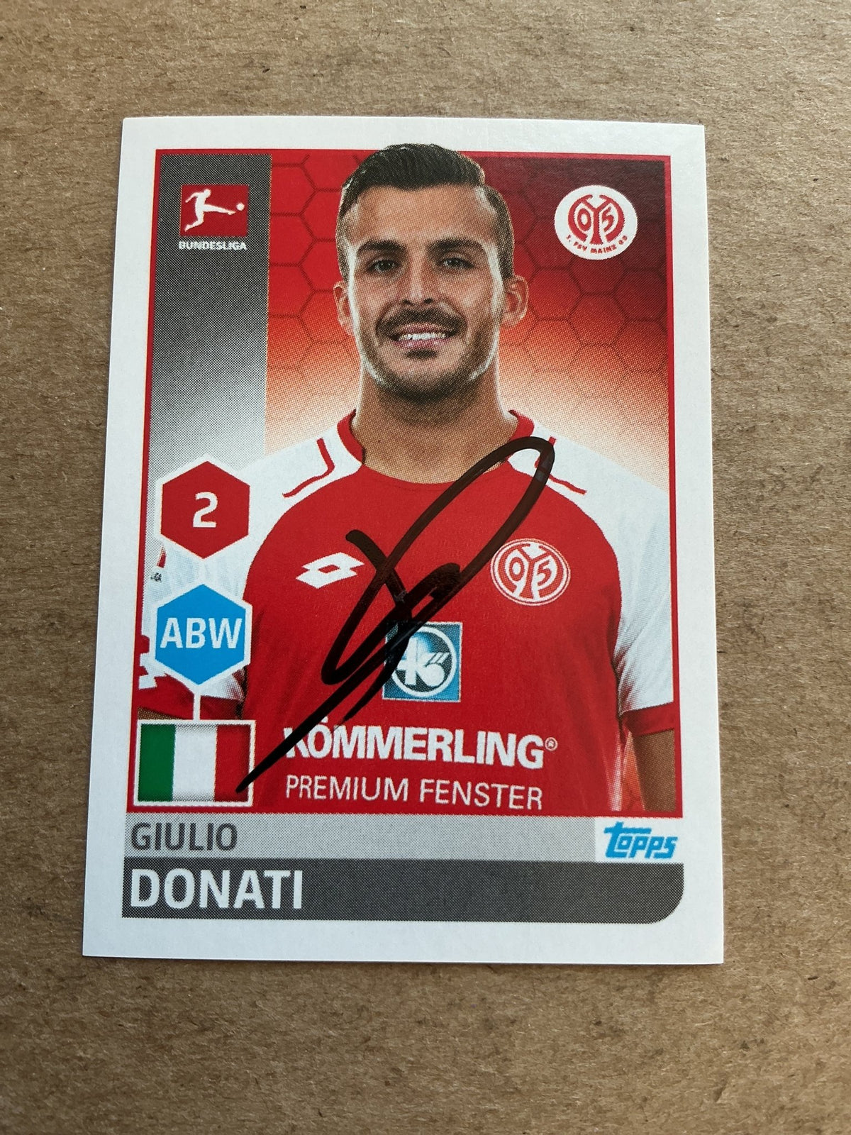 Giulio Donati, Italy 🇮🇹 FSV Mainz 05 2017/18 Topps hand signed - Autographs-World