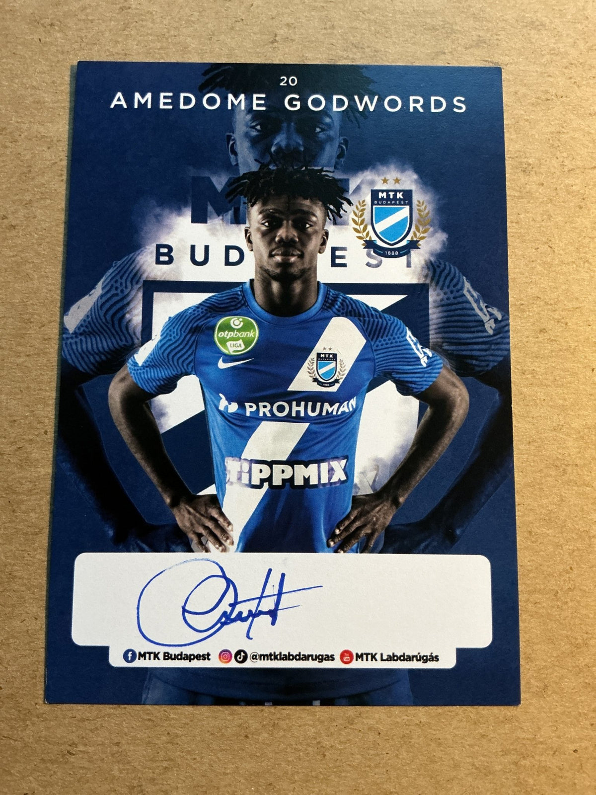 Godwords Amedome, Ghana 🇬🇭 MTK Budapest 2021/22 hand signed - Autographs-World