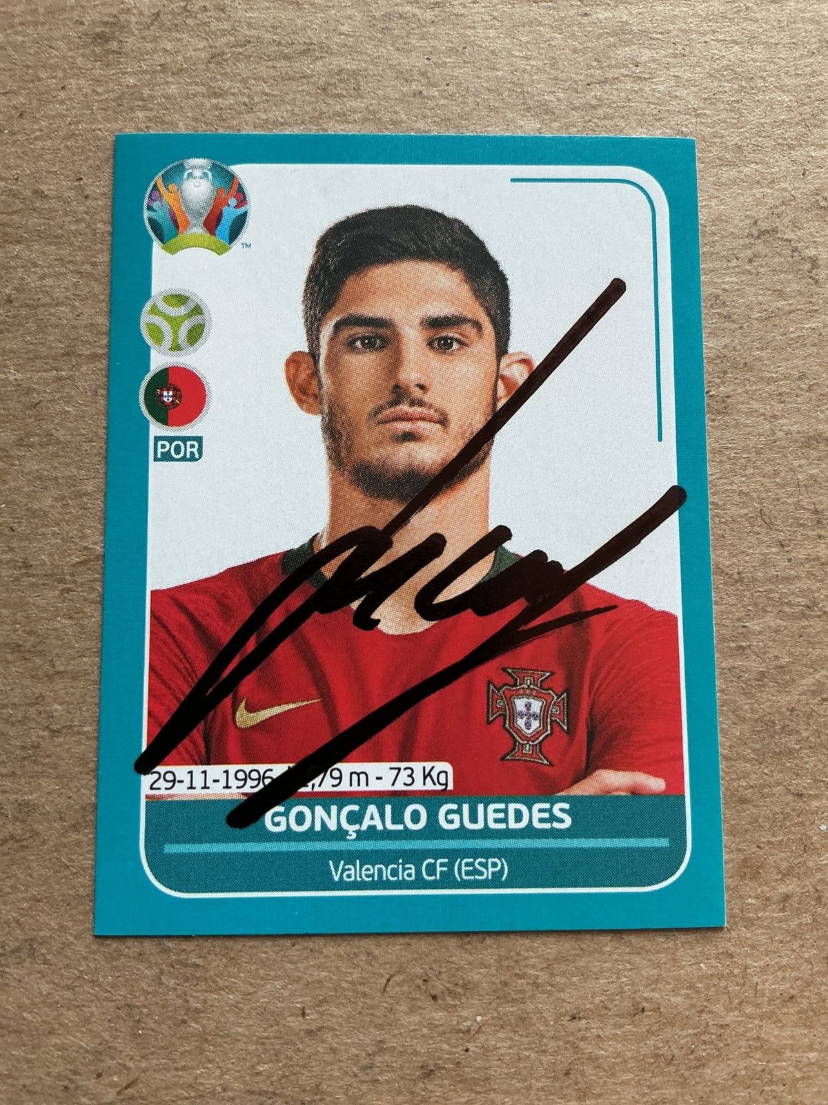 Gonçalo Guedes, Portugal 🇵🇹 UEFA Euro 2020 Panini hand signed - Autographs-World