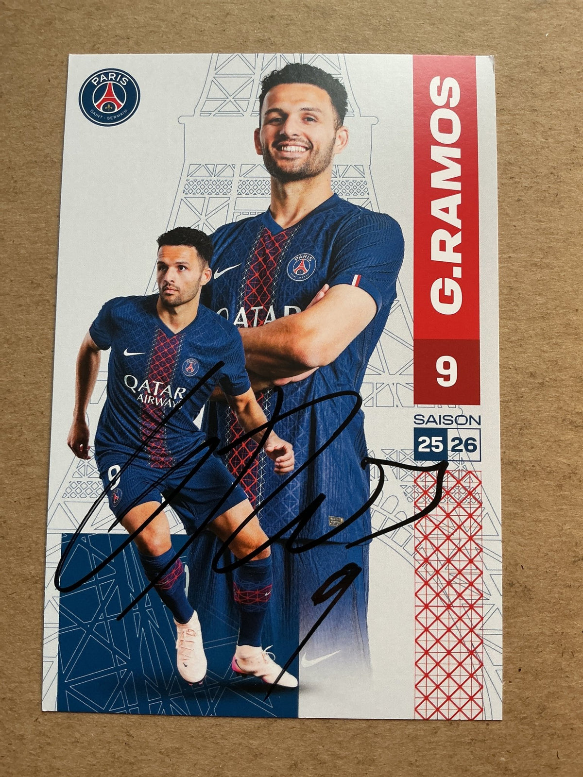 Gonçalo Ramos, Portugal 🇵🇹 Paris Saint-Germain 2025/26 hand signed - Autographs-World