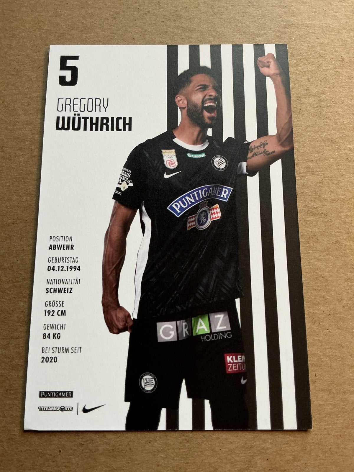 Gregory Wüthrich, Switzerland 🇨🇭 SK Sturm Graz 2024/25 hand signed - Autographs-World