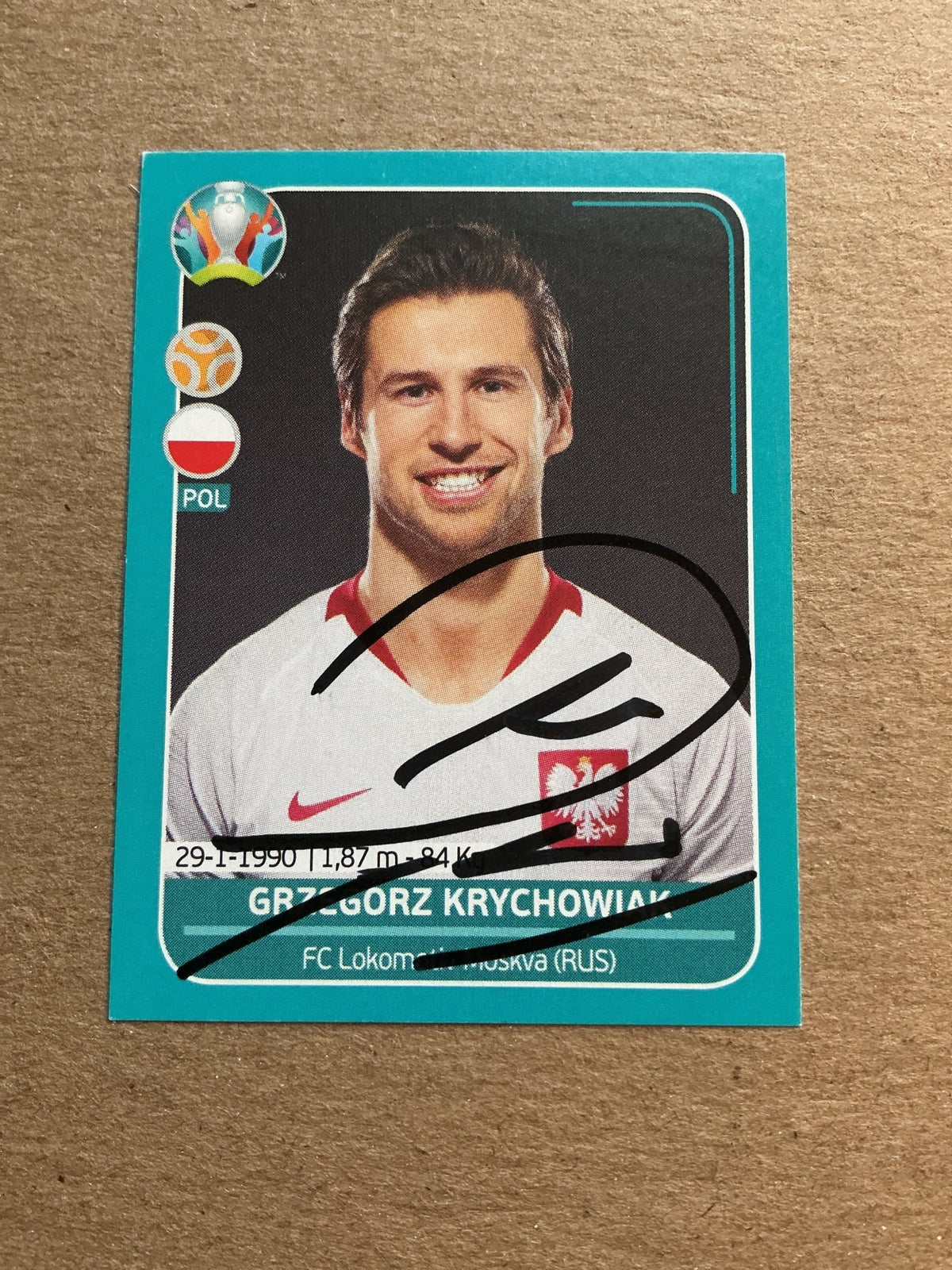 Grzegorz Krychowiak, Poland 🇵🇱 UEFA Euro 2020 Panini hand signed - Autographs-World