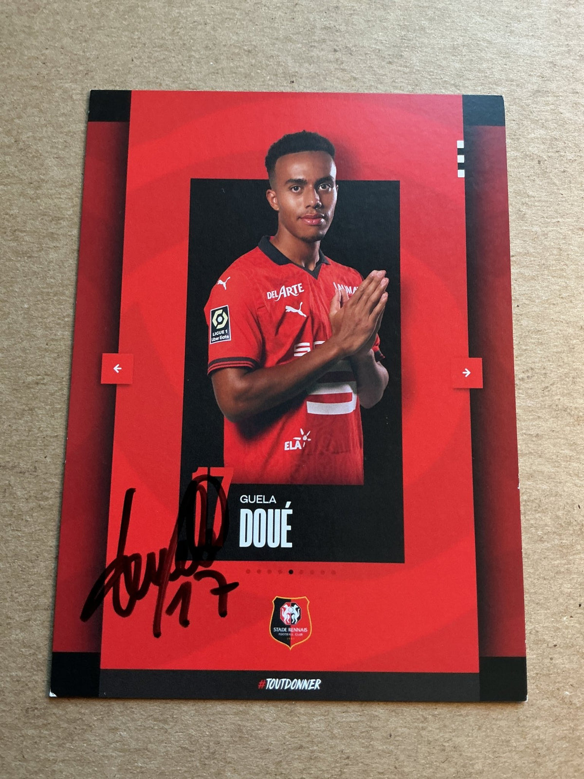 Guela Doue, Ivory Coast 🇨🇮 Stade Rennes FC 2023/24 hand signed - Autographs-World