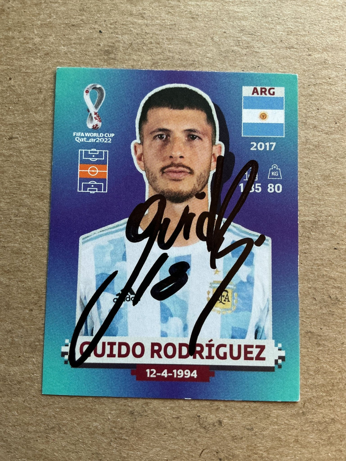 Guido Rodriguez, Argentina 🇦🇷 FIFA World Cup 2022 Panini hand signed - Autographs-World