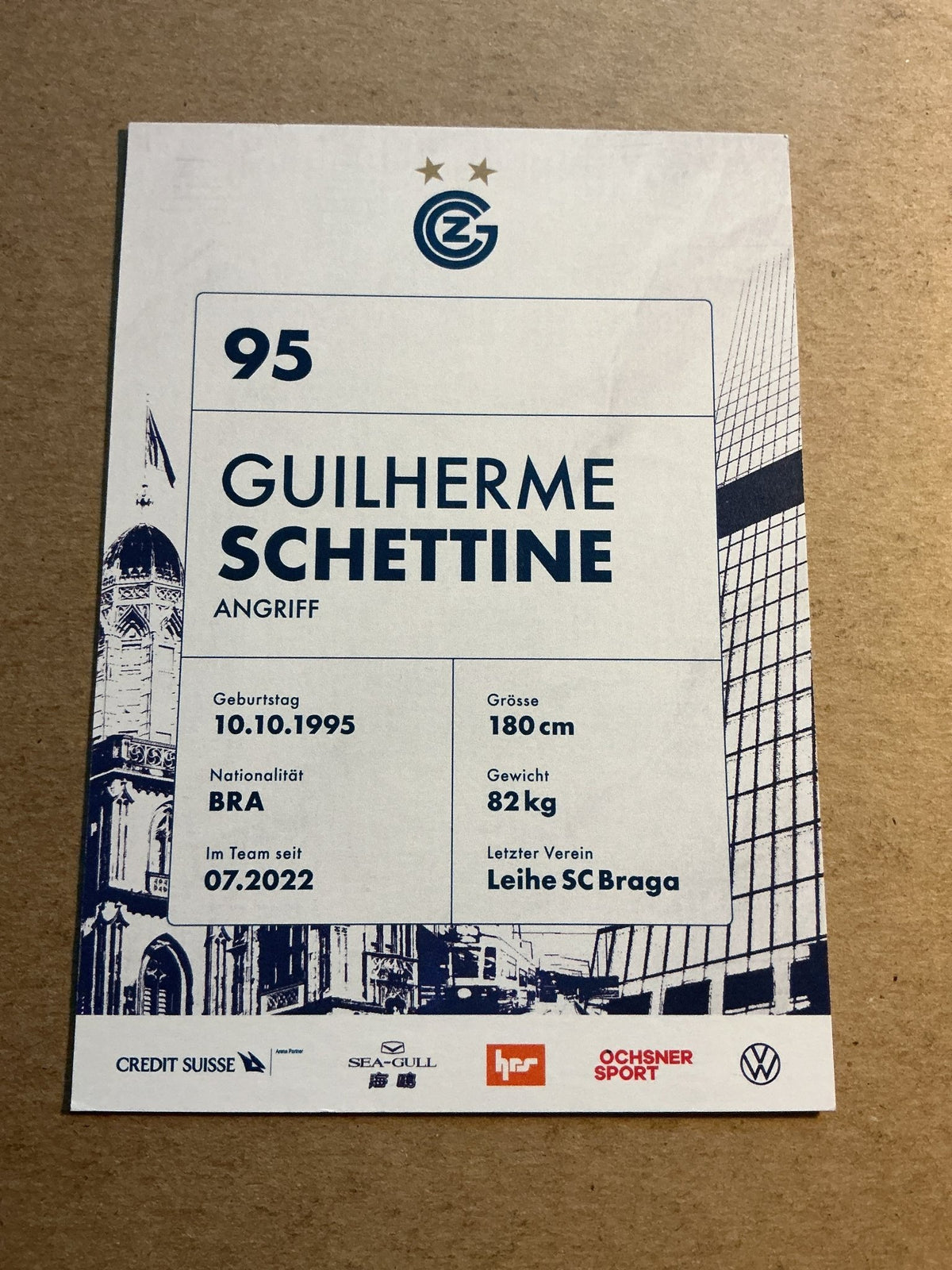 Guilherme Schettine, Brazil 🇧🇷 Grasshopper Zürich 2022/23 hand signed - Autographs-World