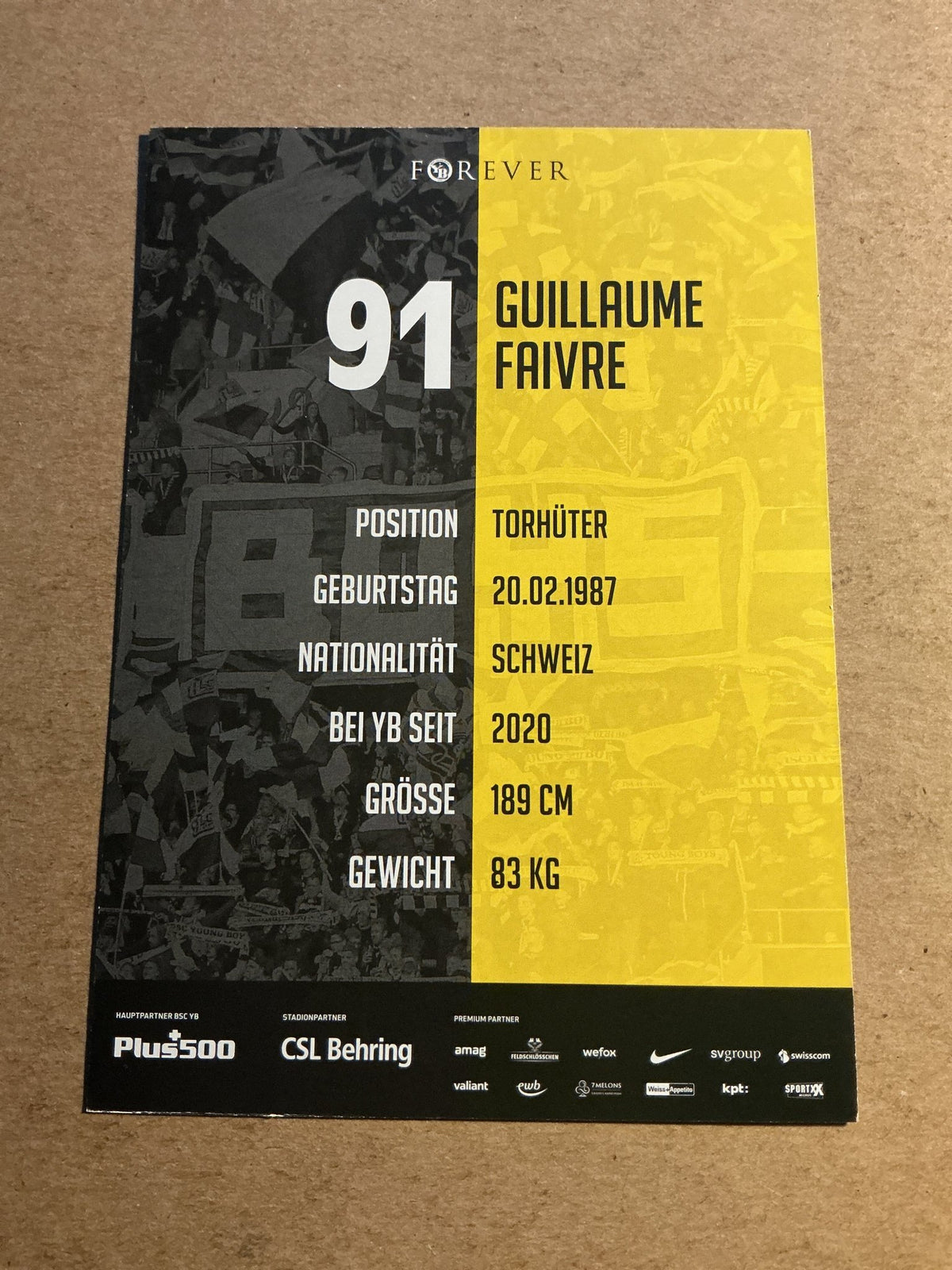 Guillaume Faivre, Switzerland 🇨🇭 BSC Young Boys 2021/22 hand signed - Autographs-World