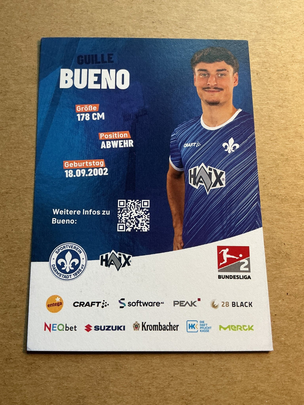 Guille Bueno, Spain 🇪🇸 SV Darmstadt 98 2023/24 hand signed - Autographs-World