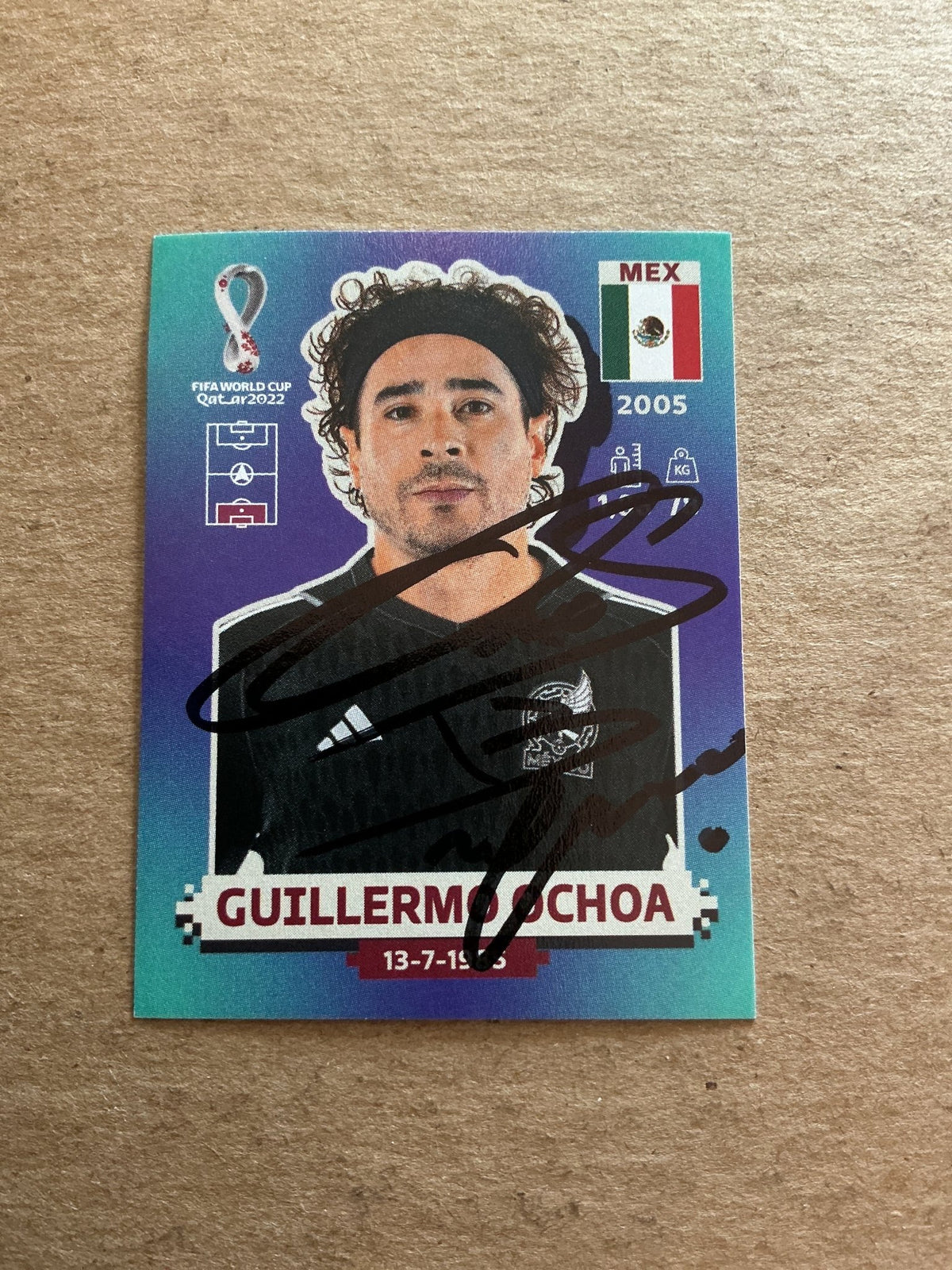 Guillermo Ochoa, Mexico 🇲🇽 FIFA World Cup 2022 Panini hand signed - Autographs-World