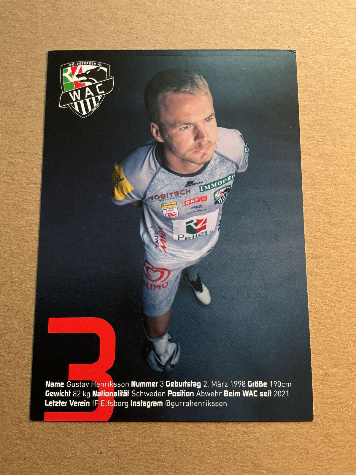 Gustav Henriksson, Sweden 🇸🇪 Wolfsberger AC 2021/22 hand signed - Autographs-World