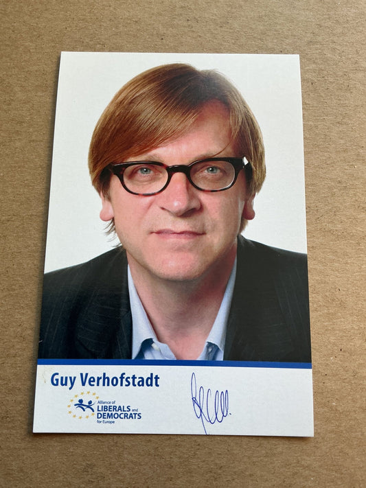 Guy Verhofstadt, Belgium 🇧🇪 Prime Minister hand signed - Autographs-World
