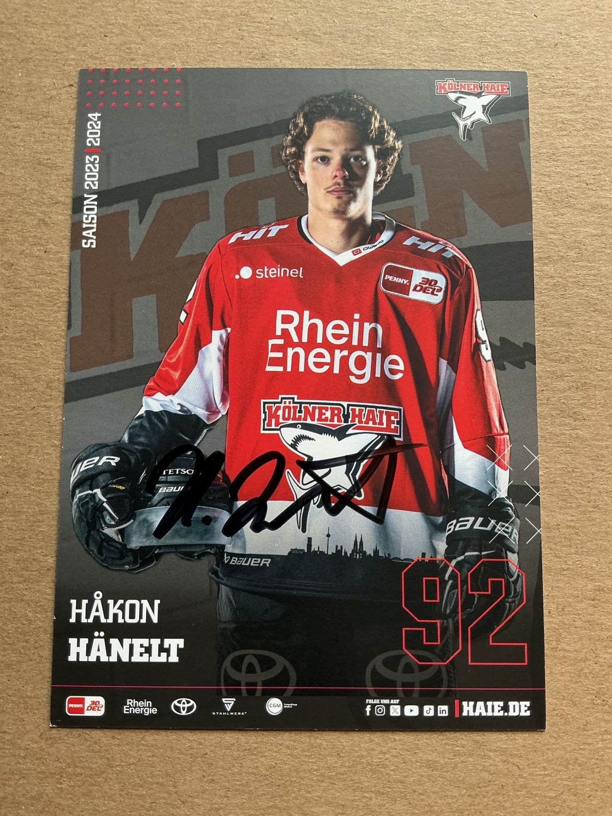 Håkon Hänelt, Germany 🇩🇪 Kölner Haie 2023/24 hand signed - Autographs-World