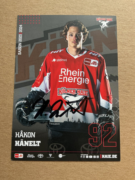 Håkon Hänelt, Germany 🇩🇪 Kölner Haie 2023/24 hand signed - Autographs-World