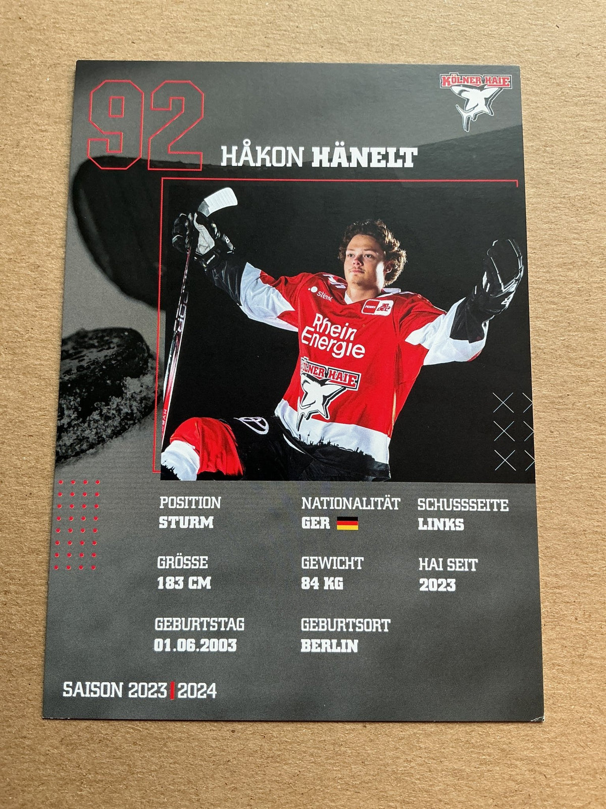 Håkon Hänelt, Germany 🇩🇪 Kölner Haie 2023/24 hand signed - Autographs-World