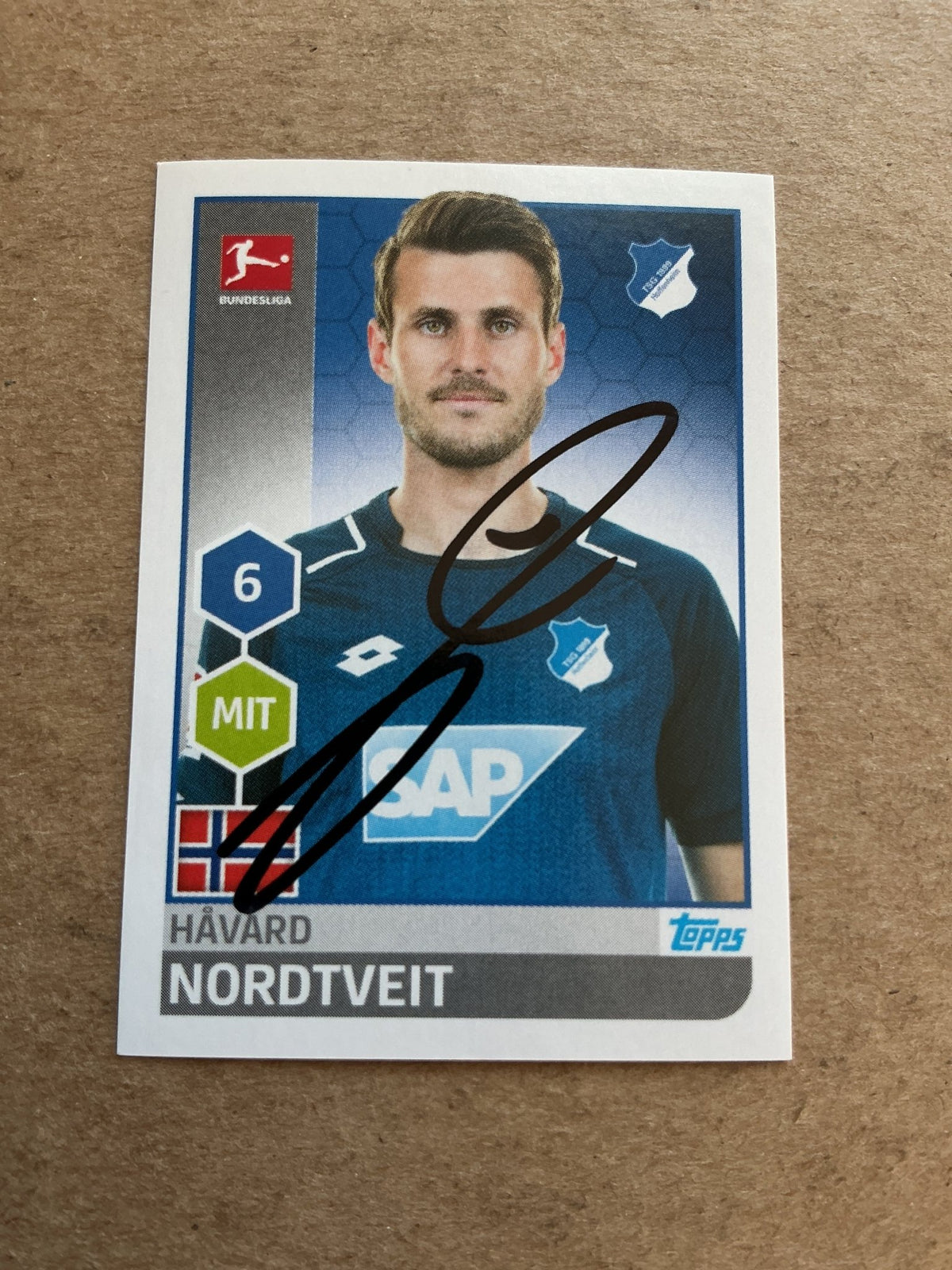 Håvard Nordtveit, Norway 🇳🇴 TSG 1899 Hoffenheim 2017/18 Topps hand signed - Autographs-World