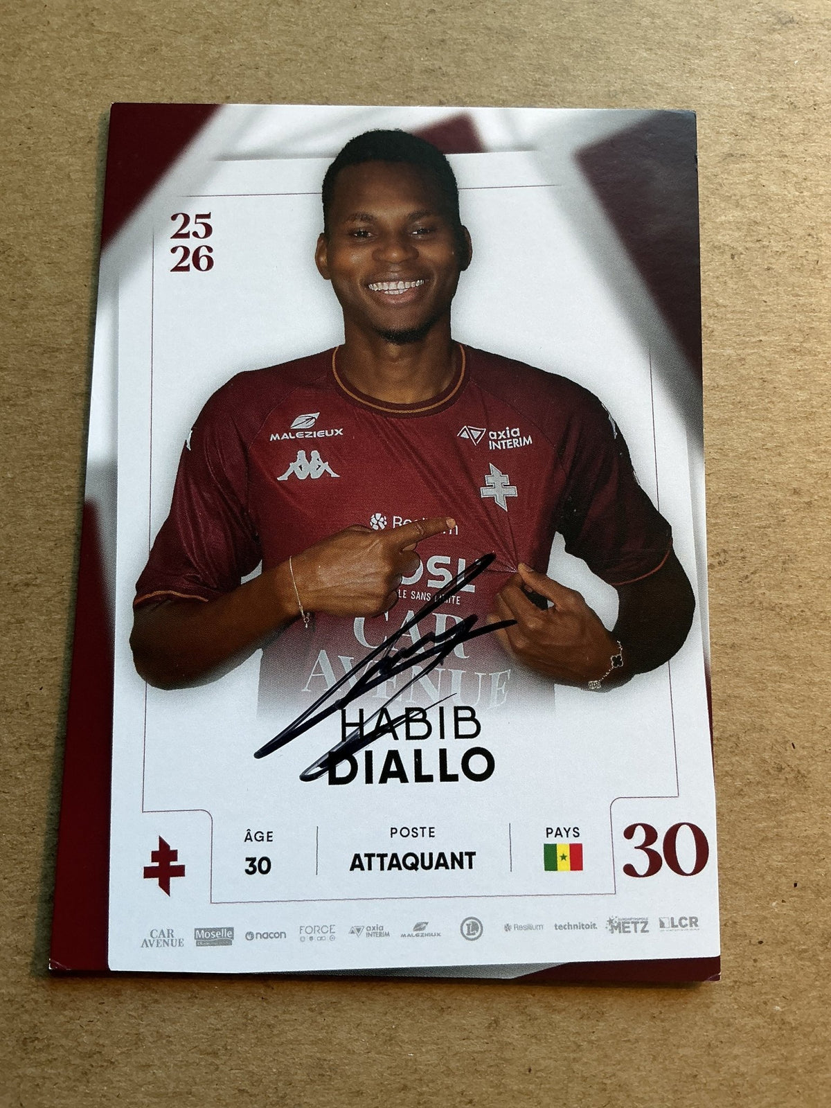 Habib Diallo, Senegal 🇸🇳 FC Metz 2025/26 hand signed - Autographs-World