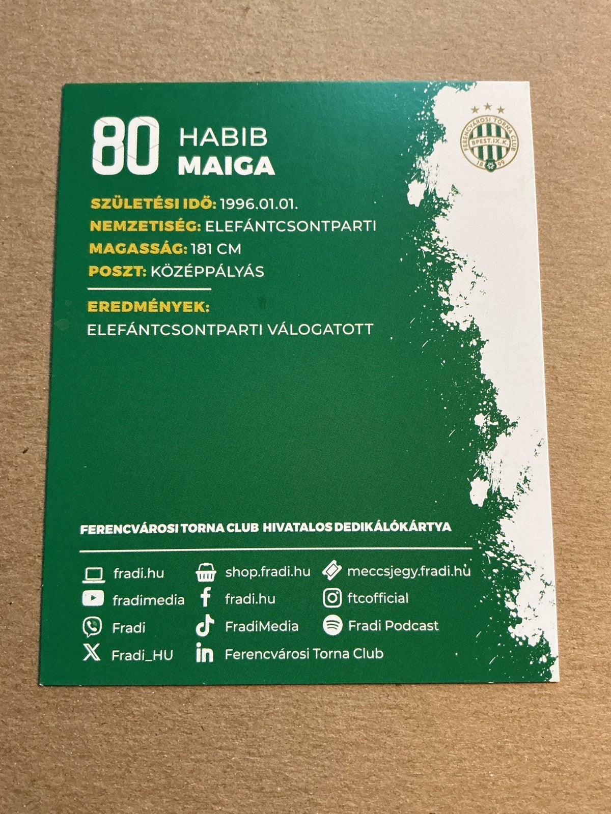 Habib Maiga, Ivory Coast 🇨🇮 Ferencváros TC 2023/24 hand signed - Autographs-World