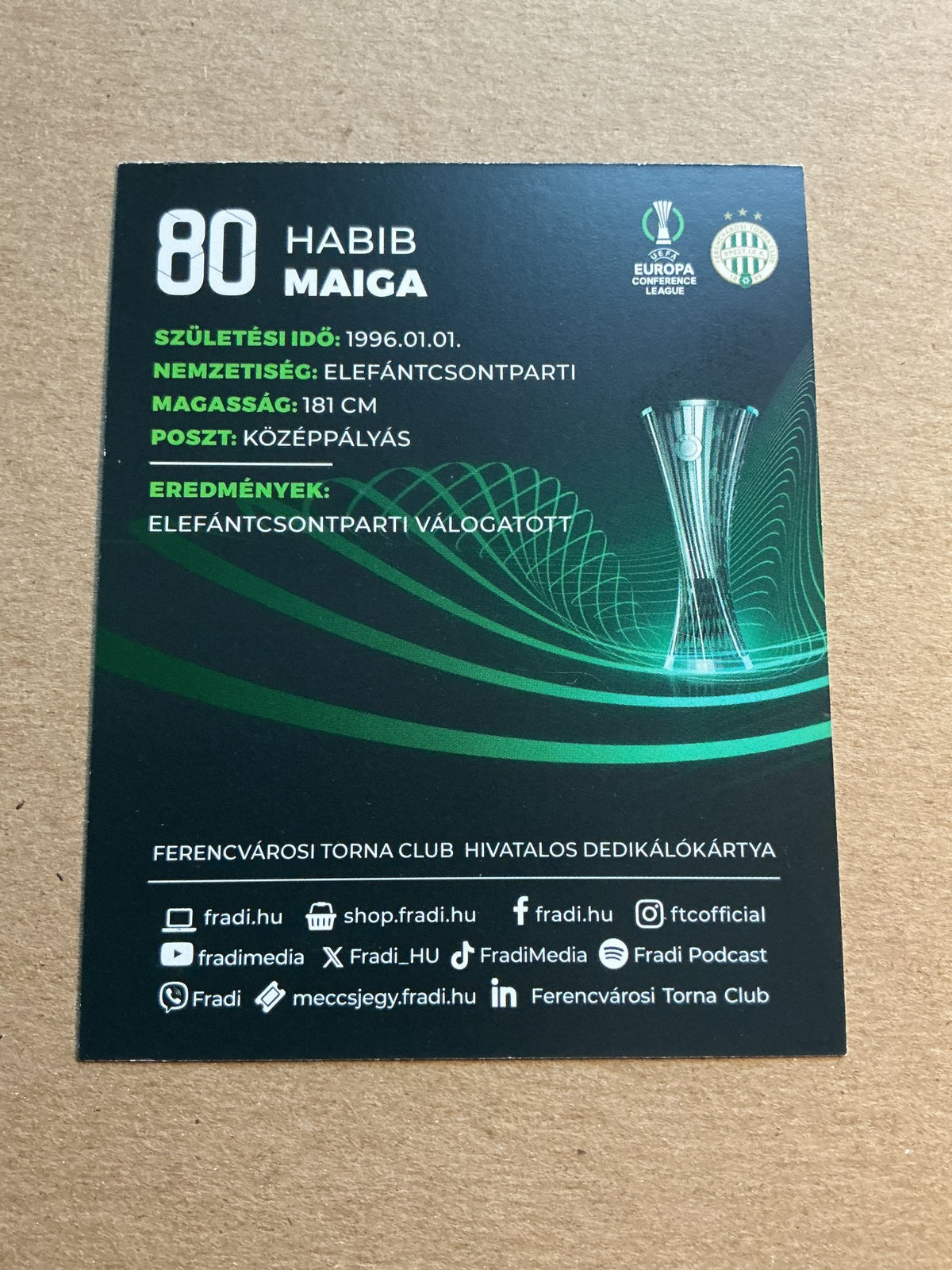 Habib Maiga, Ivory Coast 🇨🇮 Ferencváros TC 2023/24 hand signed - Autographs-World
