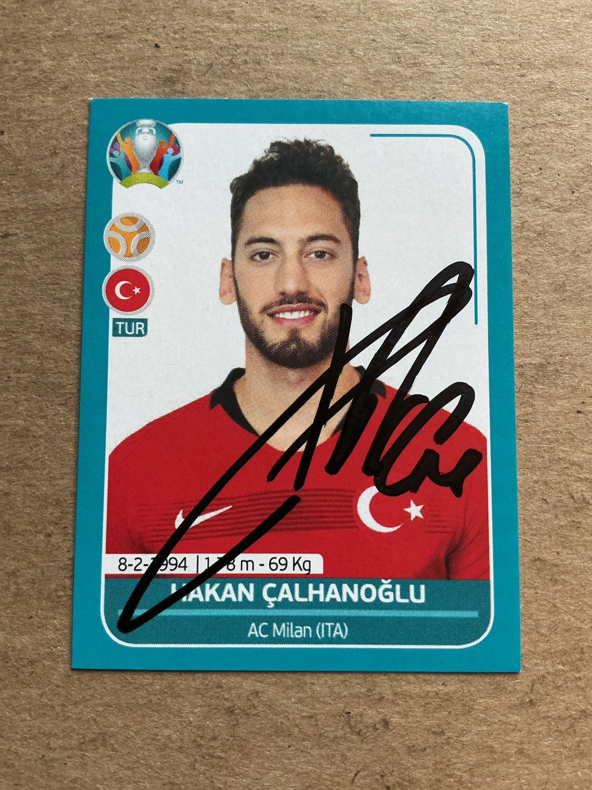 Hakan Çalhanoğlu, Türkiye 🇹🇷 UEFA Euro 2020 Panini hand signed - Autographs-World
