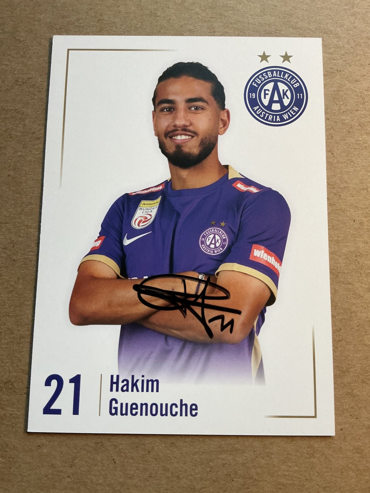 Hakim Guenouche, France 🇫🇷 FK Austria Wien 2023/24 hand signed - Autographs-World