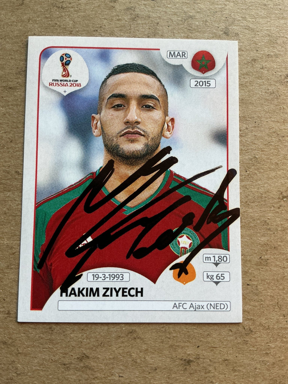 Hakim Ziyech, Morocco 🇲🇦 FIFA World Cup 2018 Panini hand signed - Autographs-World