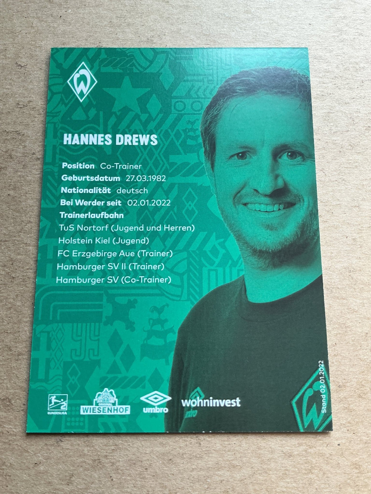 Hannes Drews, Germany 🇩🇪 SV Werder Bremen 2021/22 hand signed - Autographs-World