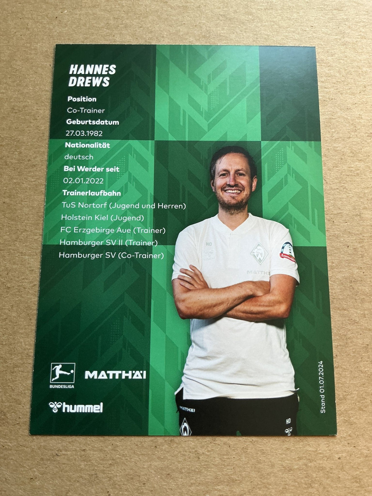 Hannes Drews, Germany 🇩🇪 SV Werder Bremen 2024/25 hand signed - Autographs-World