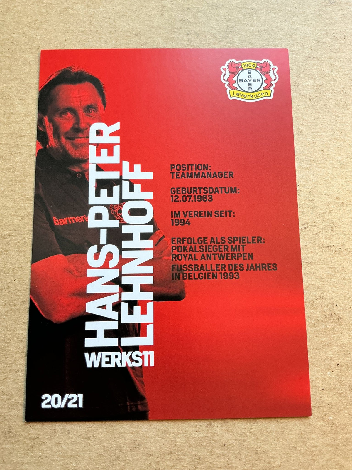 Hans-Peter Lehnhoff, Germany 🇩🇪 Bayer 04 Leverkusen 2020/21 hand signed - Autographs-World