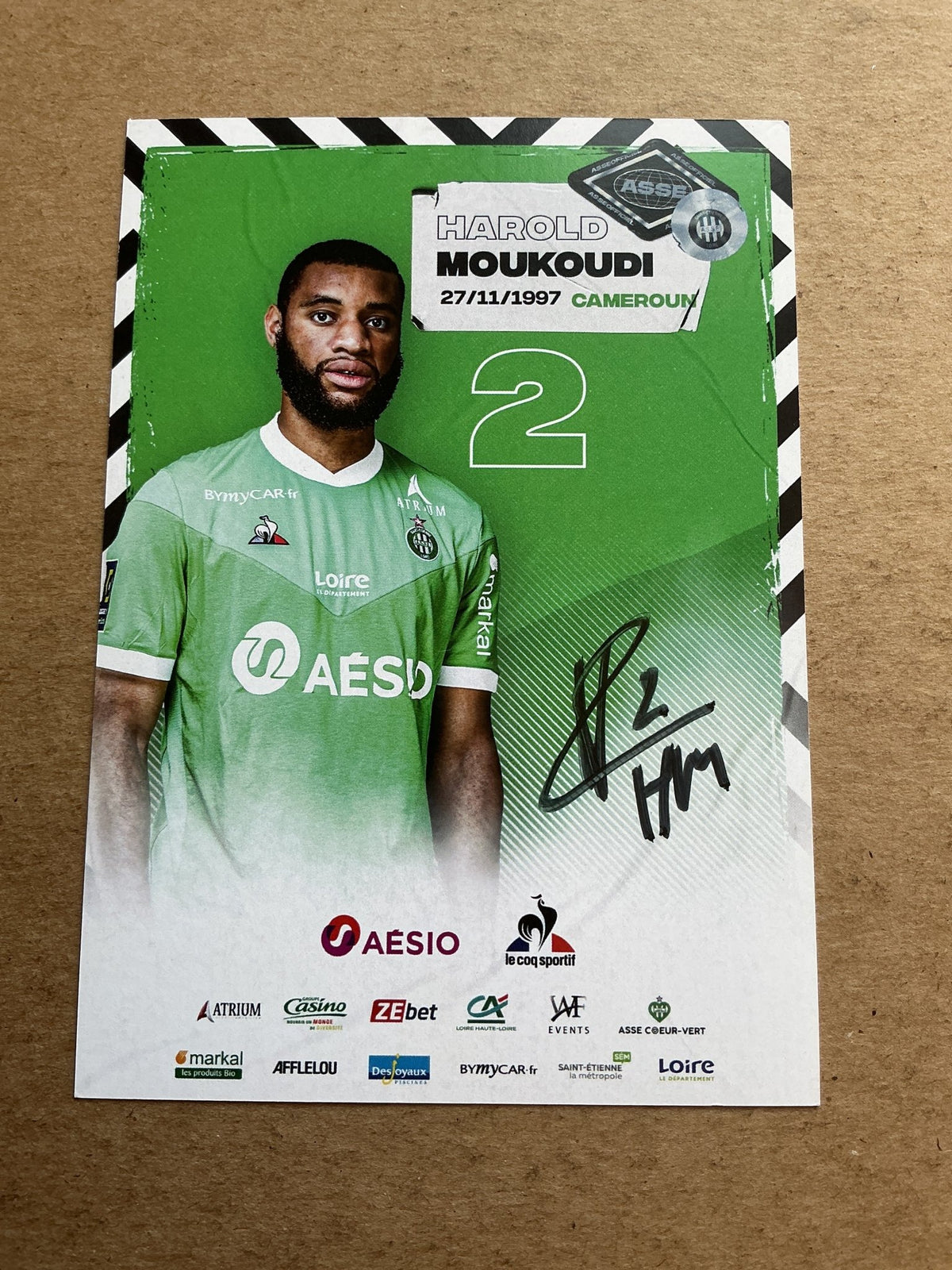 Harold Moukoudi, Cameroon 🇨🇲 AS Saint-Étienne 2020/21 hand signed - Autographs-World