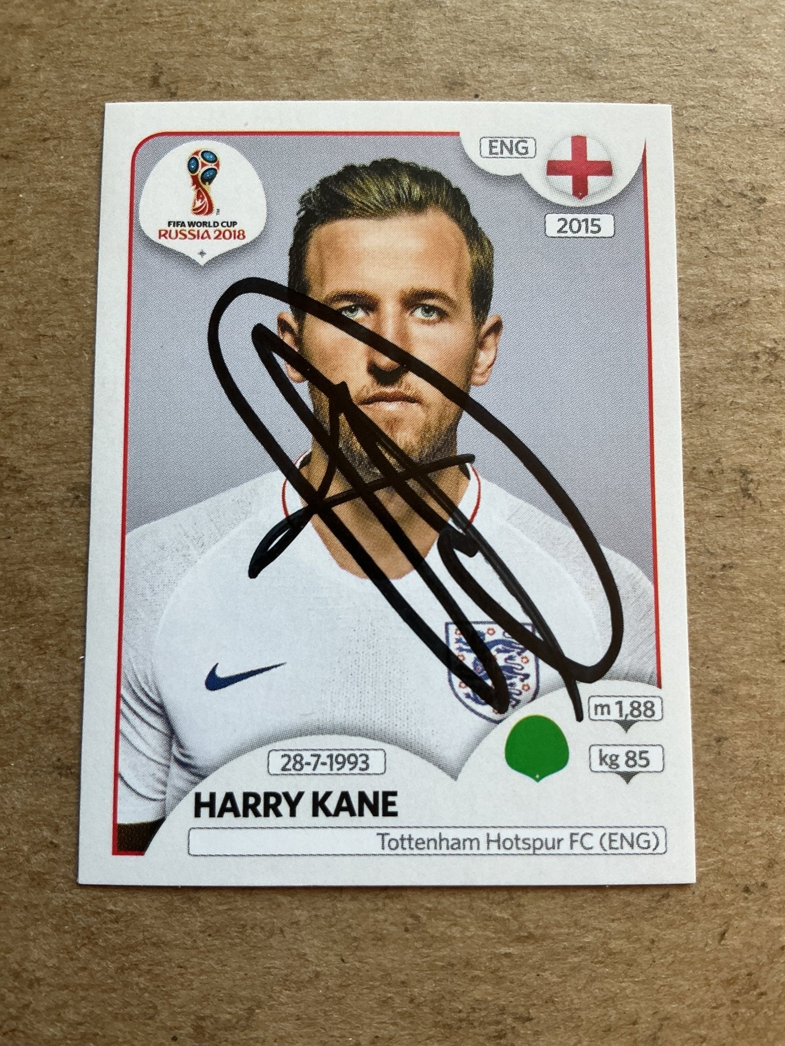 Harry Kane, England 🏴󠁧󠁢󠁥󠁮󠁧󠁿 FIFA World Cup 2018 Panini hand signed - Autographs-World