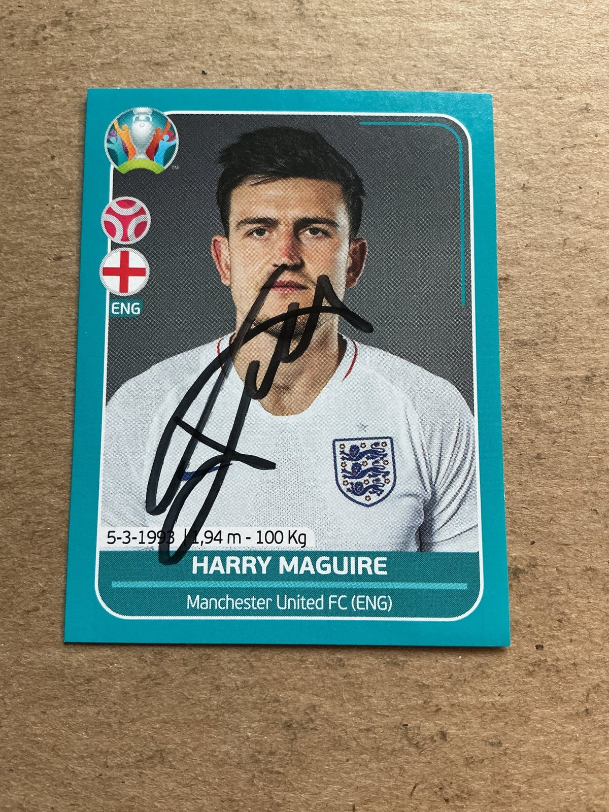 Harry Maguire, England 🏴󠁧󠁢󠁥󠁮󠁧󠁿 UEFA Euro 2020 Panini hand signed - Autographs-World