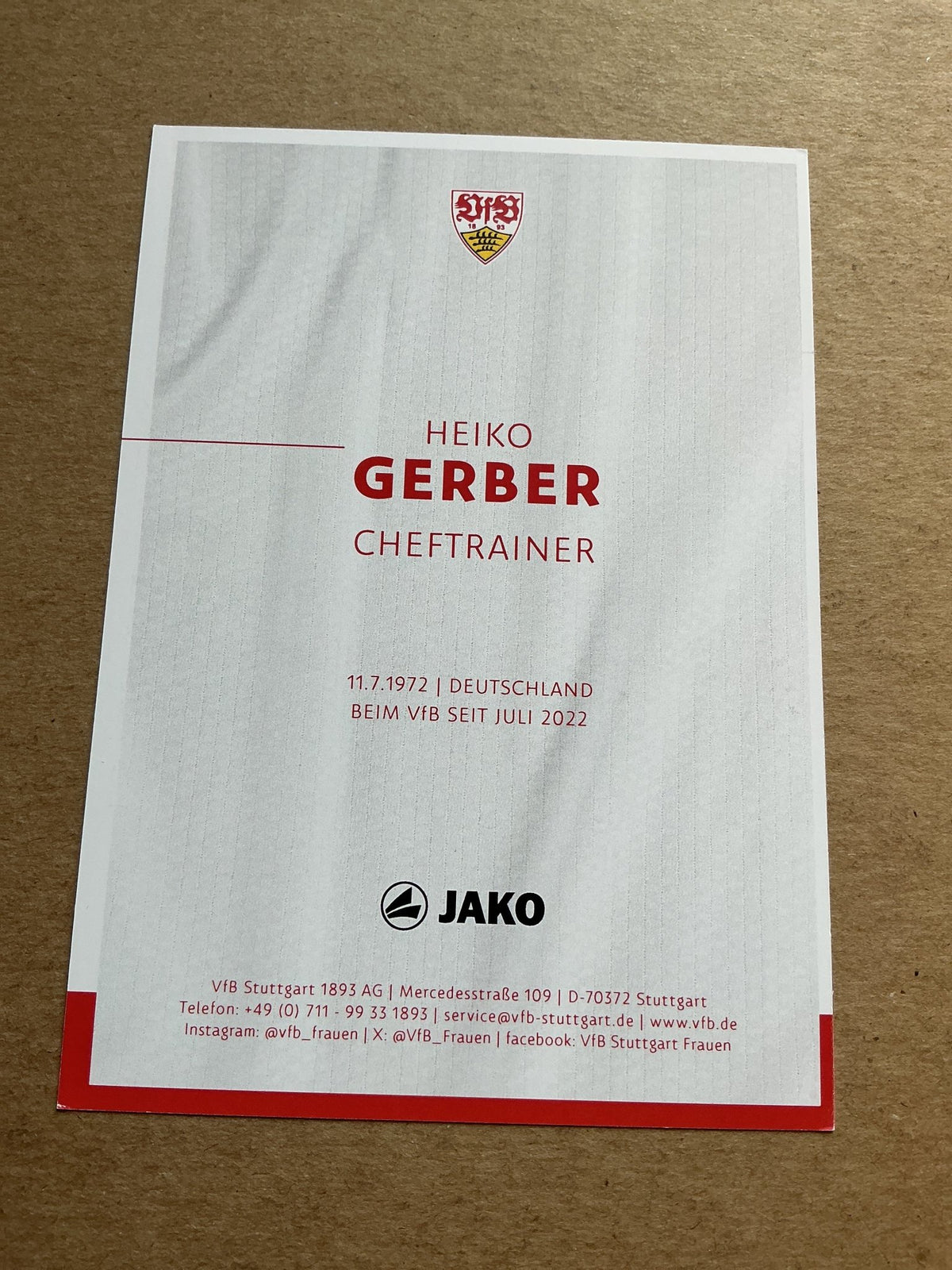 Heiko Gerber, Germany 🇩🇪 VfB Stuttgart 2024/25 hand signed - Autographs-World