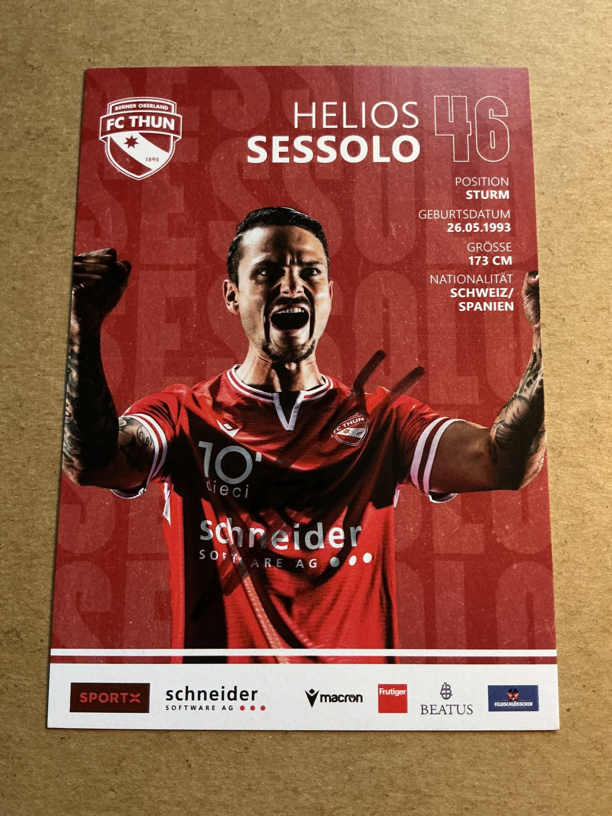 Helios Sessolo, Spain 🇪🇸 FC Thun 2023/24 hand signed - Autographs-World