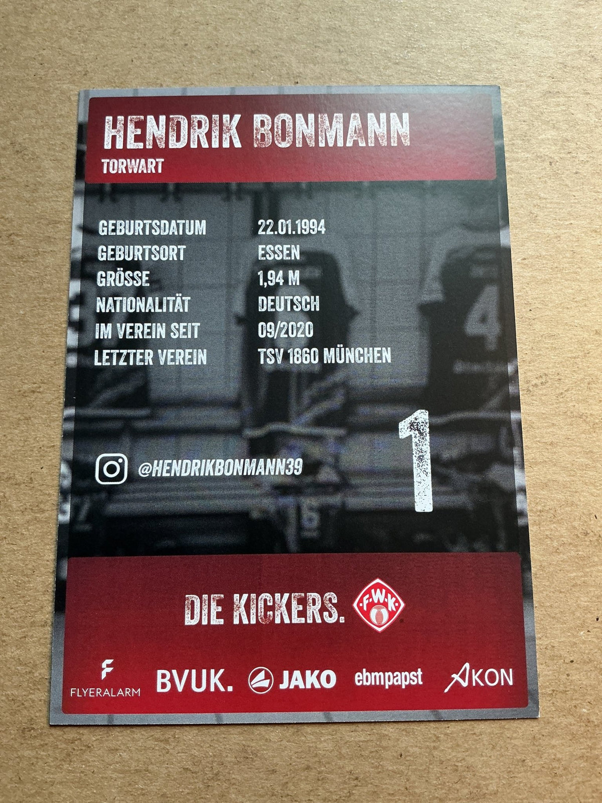 Hendrik Bonmann, Germany 🇩🇪 Würzburger Kickers 2021/22 hand signed - Autographs-World