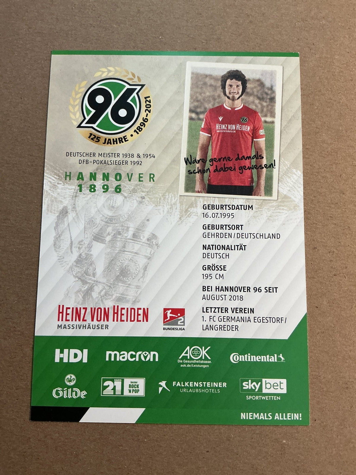 Hendrik Weydandt, Germany 🇩🇪 Hannover 96 2020/21 hand signed - Autographs-World