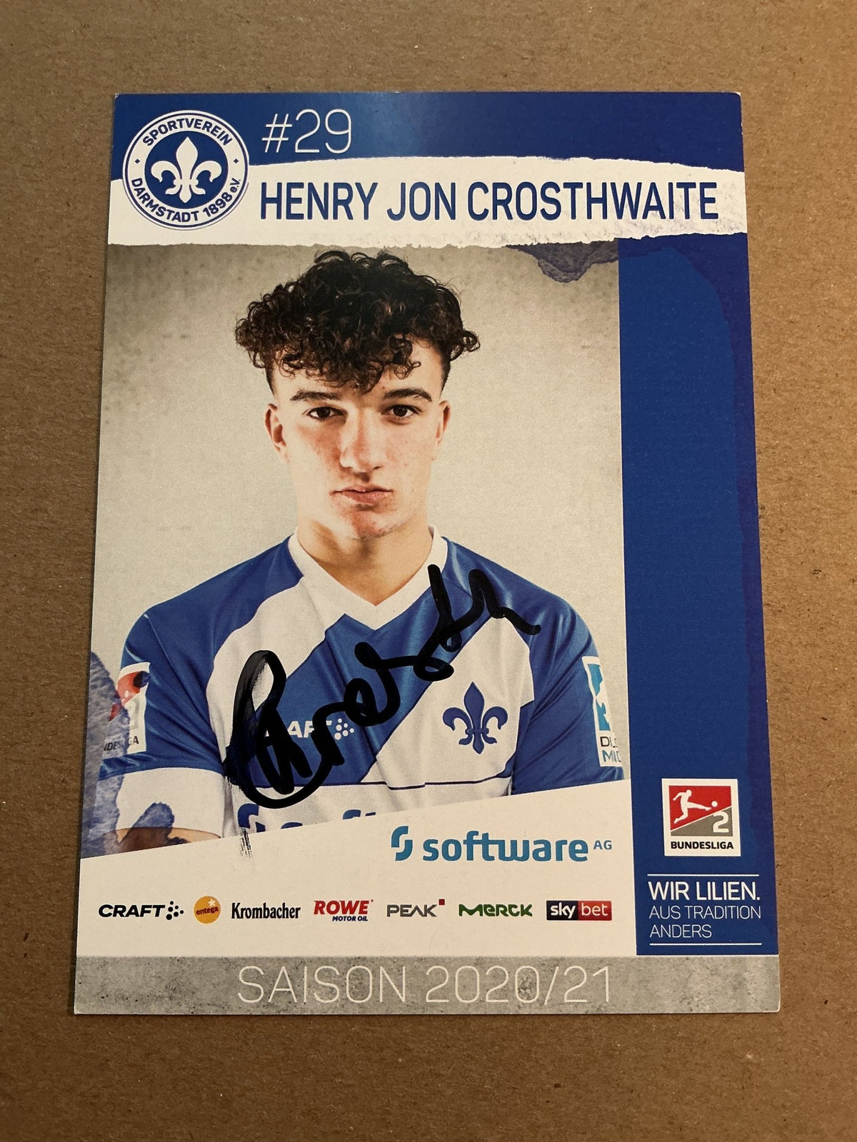 Henry Jon Crostwaithe, Germany 🇩🇪 SV Darmstadt 98 2020/21 hand signed - Autographs-World