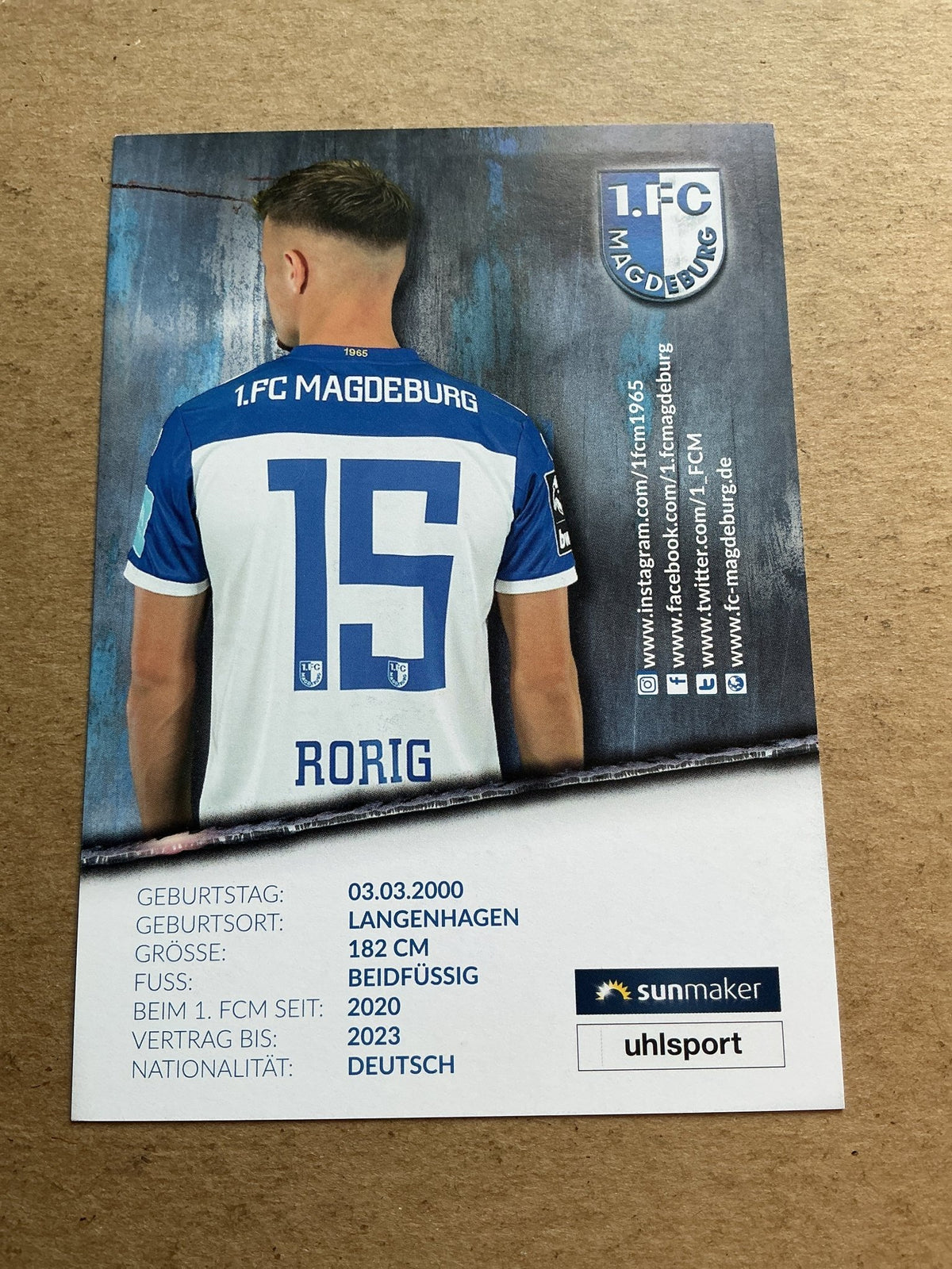 Henry Rorig, Germany 🇩🇪 1.FC Magdeburg 2020/21 hand signed - Autographs-World