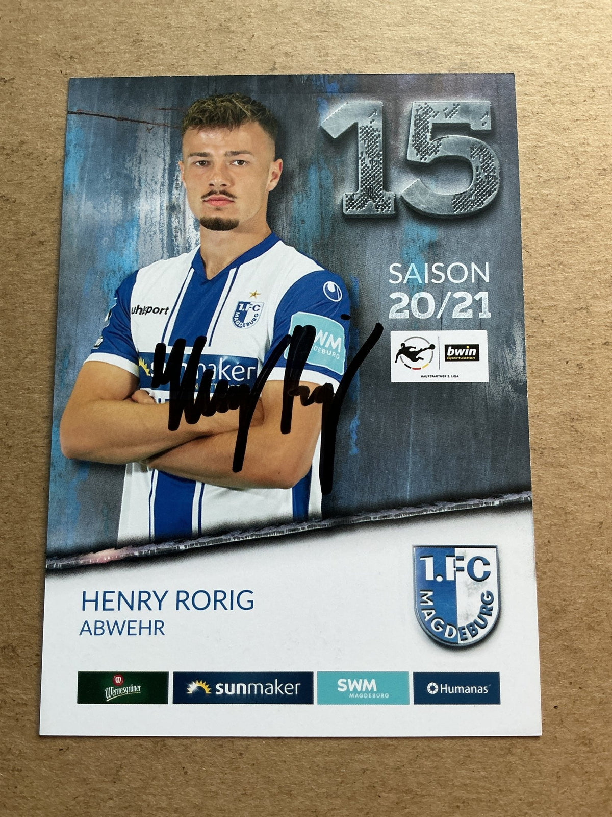 Henry Rorig, Germany 🇩🇪 1.FC Magdeburg 2020/21 hand signed - Autographs-World