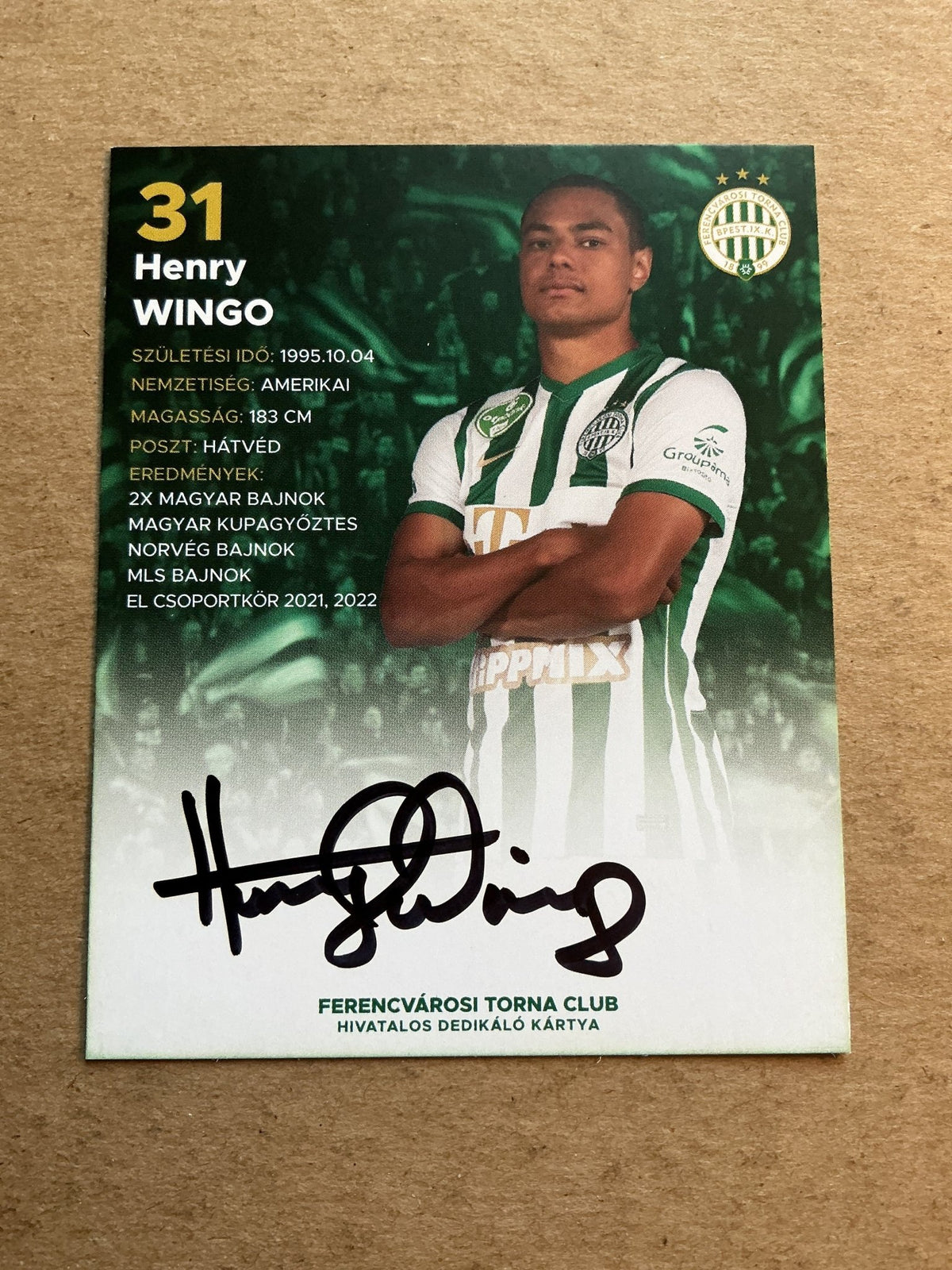Henry Wingo, USA 🇺🇸 Ferencváros 2022/23 hand signed - Autographs-World