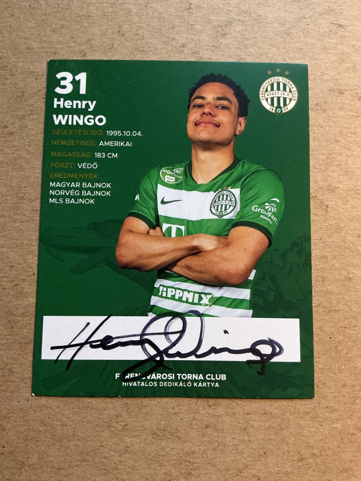 Henry Wingo, USA 🇺🇸 Ferencvaros TC 2021/22 hand signed - Autographs-World