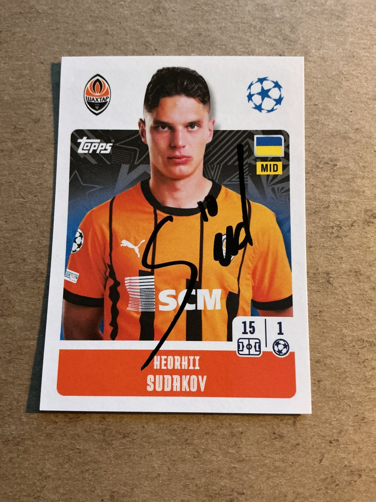 Heorhiy Sudakov, Ukraine 🇺🇦 Shakhtar Donetsk 2024/25 Topps hand signed - Autographs-World