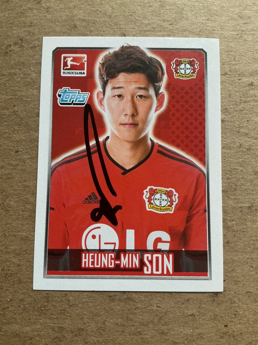 Heung-min Son, South Korea 🇰🇷 Bayer 04 Leverkusen 2014/15 Topps hand signed - Autographs-World